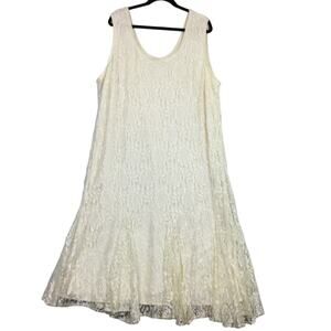 David Rose Vintage Lace Romantic Feminine Ruffle Hem Sleeveless Maxi Dress 30